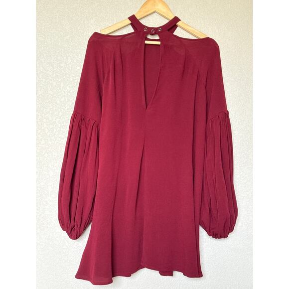 Free People Drift Away Burgundy Cold Shoulder Tunic Top Women’s Size Small - Picture 15 of 16